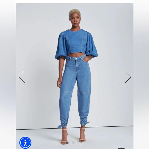 7 For All Mankind Taper Tie Ankle Jeans in Tulip Size 26 - Picture 2 of 12